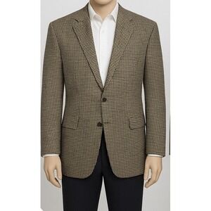 Lauren Ralph Lauren Men's 44R Blazer Wool Houndstooth Sport Coat Black‎ Beige
